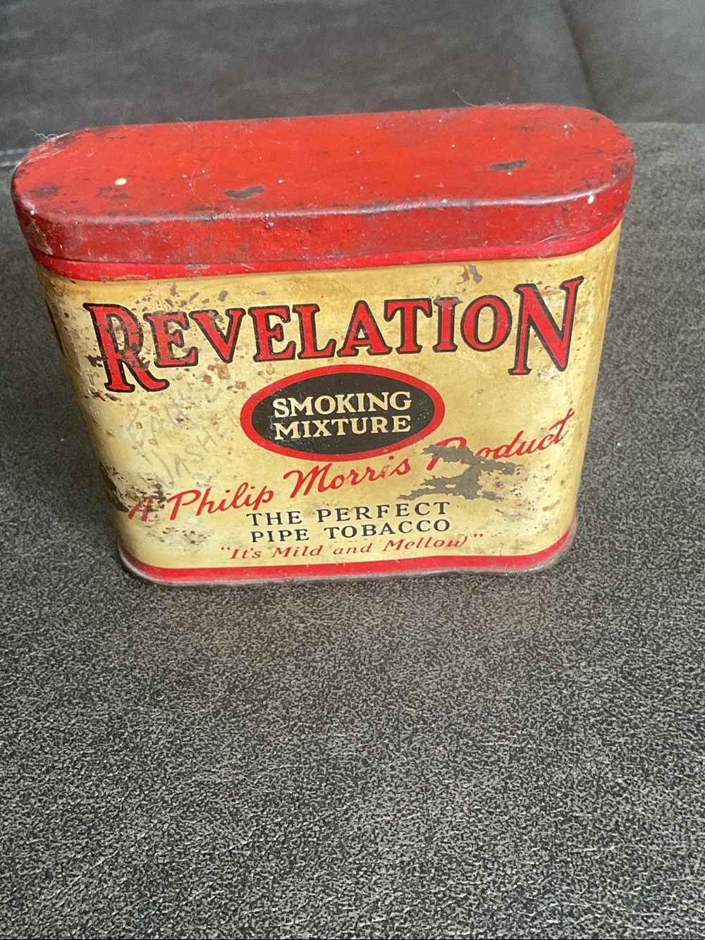 Revelation Vintage Smoking Mixture Decorative Tin - Red and Gold